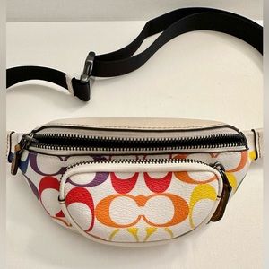 Coach Sprint Belt Bag 24 inches Rainbow Signature Canvas